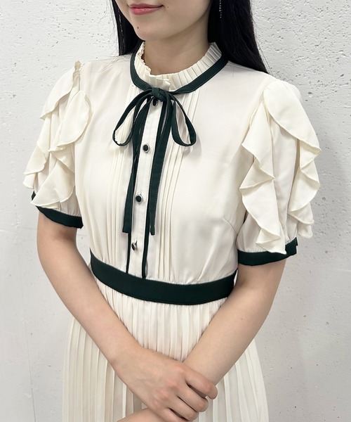 「Cheek」 半袖ワンピース MEDIUM サックスブルー レディース_画像7