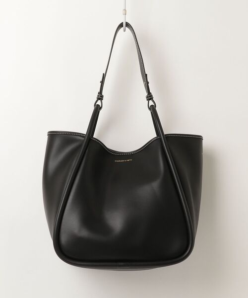 CHARLES&KEITH美品ブラックレザートートバッグ CHARLES & KEITH」 トートバッグ X-LARGE ブラック レディース 【公式