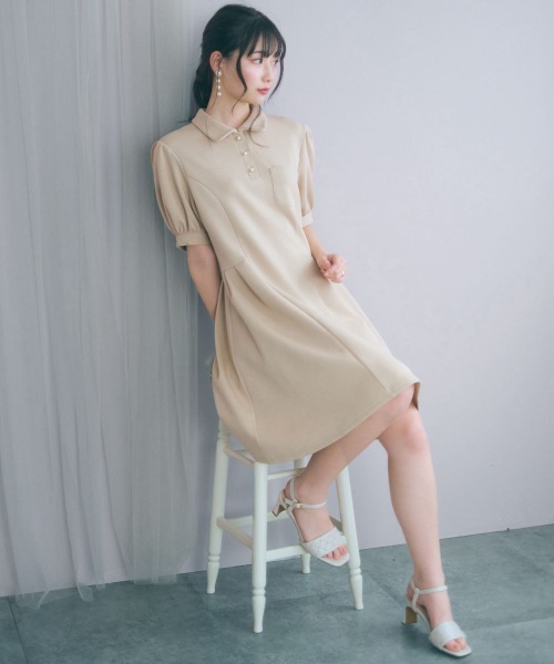 ワンピース 「大きいサイズ」Aラインポロワンピース marunの画像