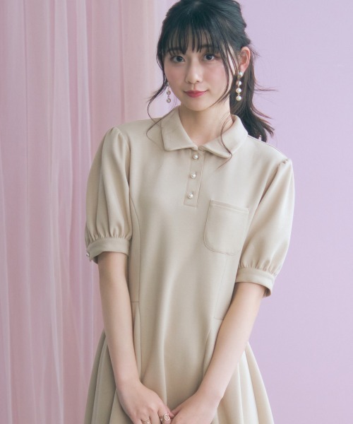 ワンピース 「大きいサイズ」Aラインポロワンピース marunの画像