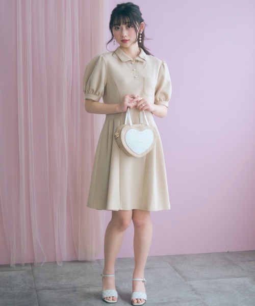 ワンピース 「大きいサイズ」Aラインポロワンピース marunの画像