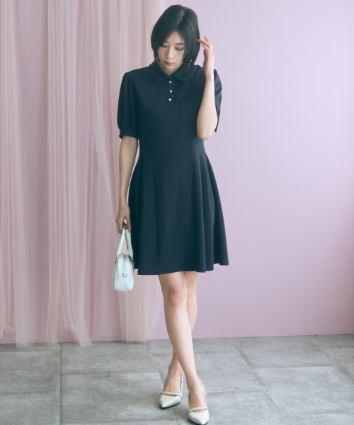 ワンピース 「大きいサイズ」Aラインポロワンピース marunの画像
