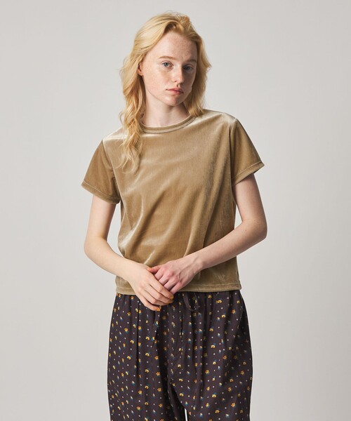 tシャツ 「Steven Alan」バック リボン ベロア Tシャツ レディースの画像