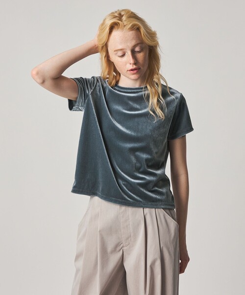 tシャツ 「Steven Alan」バック リボン ベロア Tシャツ レディースの画像
