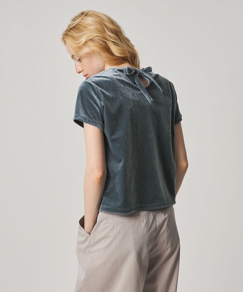 tシャツ 「Steven Alan」バック リボン ベロア Tシャツ レディースの画像