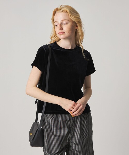 tシャツ 「Steven Alan」バック リボン ベロア Tシャツ レディースの画像