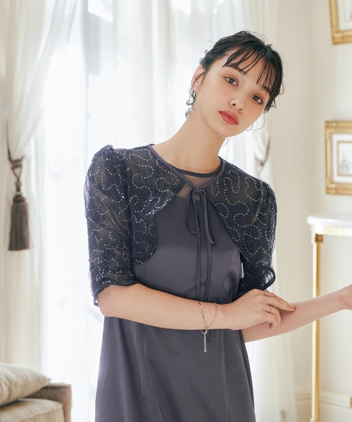 「niana」 コンビワンピース SHORT ブルーグレー レディースの画像