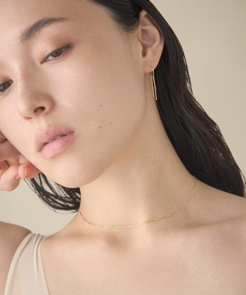 ネックレス 「スキニー」 K18YG ダイヤモンド バー ネックレス レディースの画像