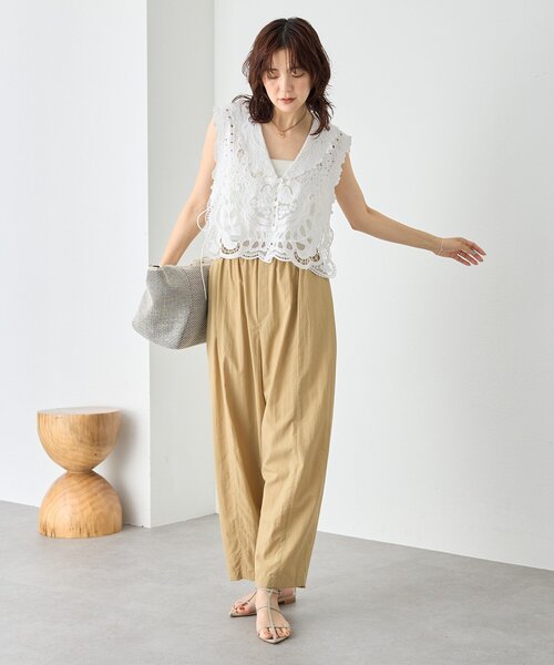 ベスト ジレ 予約「a Nice 」「インド綿」カットワークジレ レディースの画像