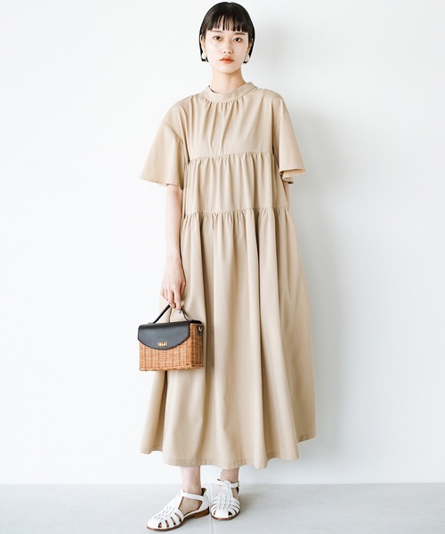 「haco!」 半袖ワンピース MEDIUM ベージュ レディース_画像2