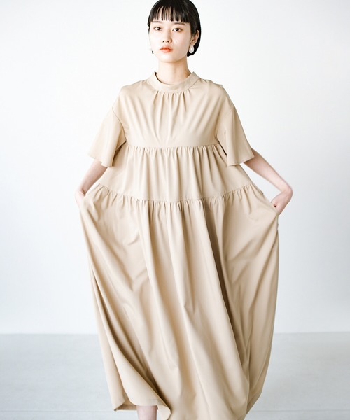 「haco!」 半袖ワンピース MEDIUM ベージュ レディース_画像3