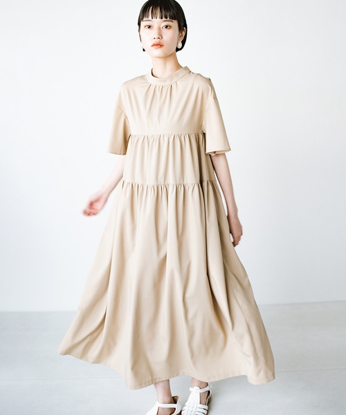 「haco!」 半袖ワンピース MEDIUM ベージュ レディース_画像4