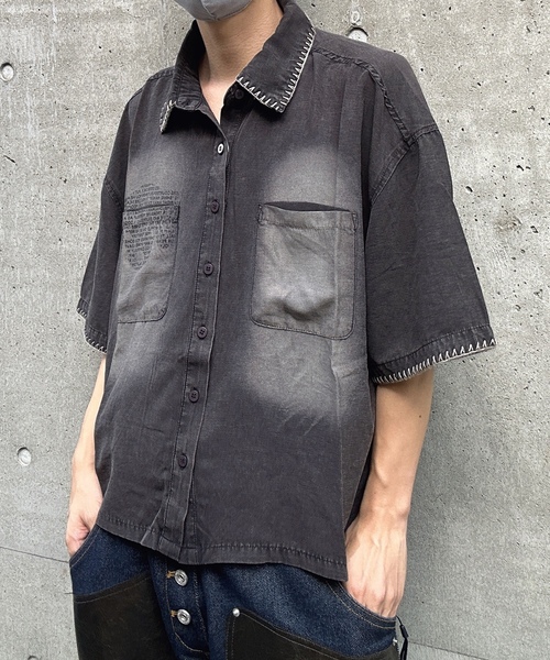 「MandO(エムオー)」 半袖シャツ MEDIUM チャコール メンズ_画像8