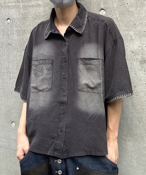 「MandO(エムオー)」 半袖シャツ MEDIUM チャコール メンズ_画像9