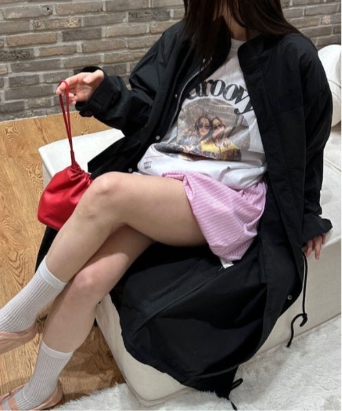 ＆soiree（アンドソワレ） パンツ ストライプ柄バルーンショートパンツ