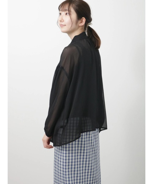 「Te chichi TERRASSE」 長袖ブラウス フリ- ブラック レディース_画像7