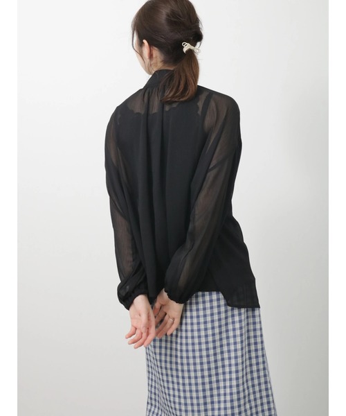 「Te chichi TERRASSE」 長袖ブラウス フリ- ブラック レディース_画像8