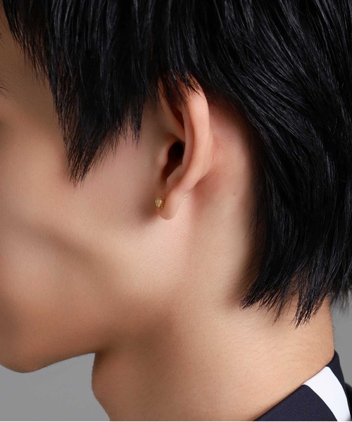 ピアス “BASIC”アンシェントストーンピアス/K18ゴールド「LION HEART / ライオンハート」 メンズの画像