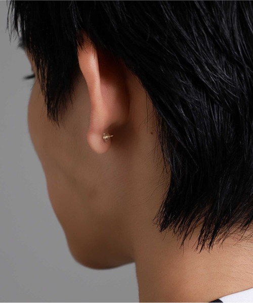 ピアス “BASIC”アンシェントストーンピアス/K18ゴールド「LION HEART / ライオンハート」 メンズの画像