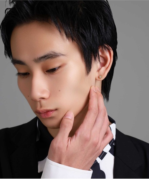 ピアス “BASIC”アンシェントストーンピアス/K18ゴールド「LION HEART / ライオンハート」 メンズの画像