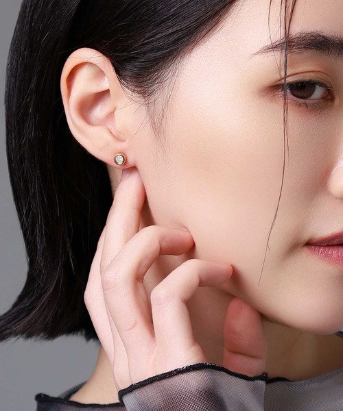 ピアス “BASIC”アンシェントストーンピアス/K18ゴールド「LION HEART / ライオンハート」 メンズの画像
