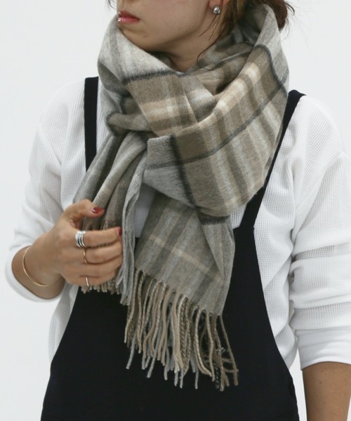 TWEEDMILL チェックストール ルージュ ヴィフ ラクレ Rouge vif la cle 【TWEEDMILL/ツイード