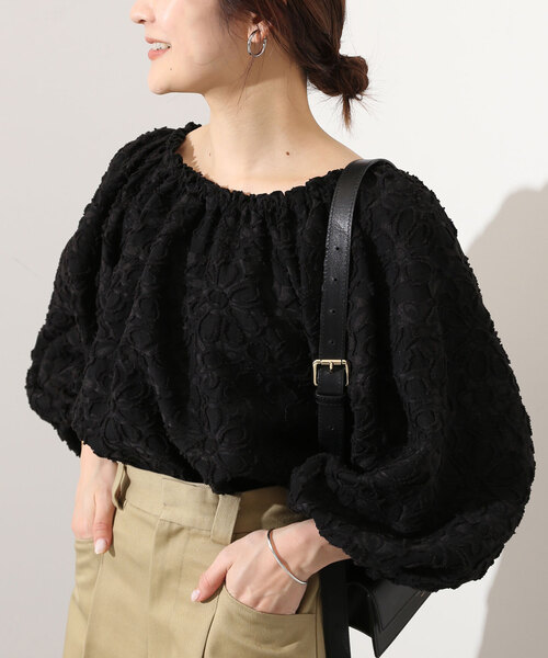 SLOBE IENA シャツ ブラウス カットジャガードオフショル