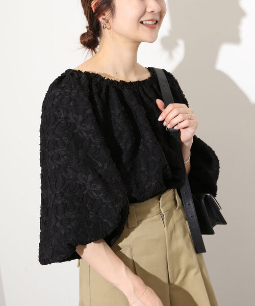 SLOBE IENA シャツ ブラウス カットジャガードオフショル