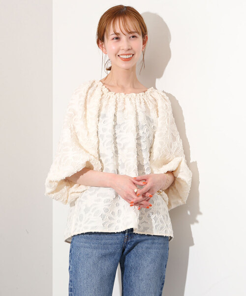 SLOBE IENA シャツ ブラウス カットジャガードオフショル