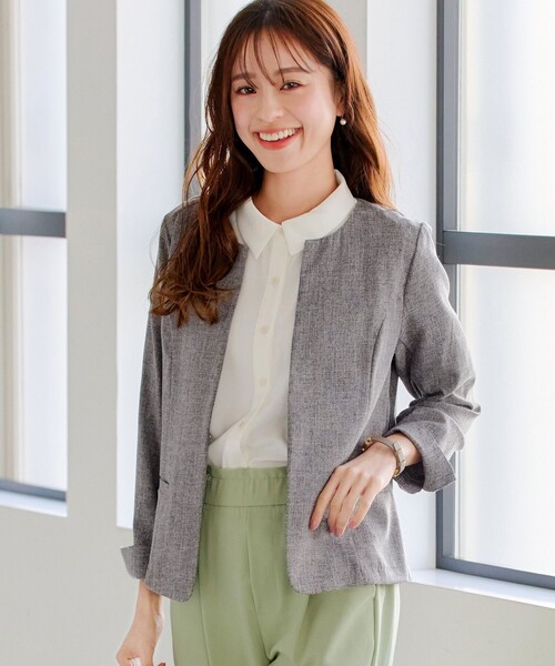 専用です。 麻ジャケットノーカラージャケット ニッセン アウター ジャケット レディース 夏 S-LL 洗える 麻調