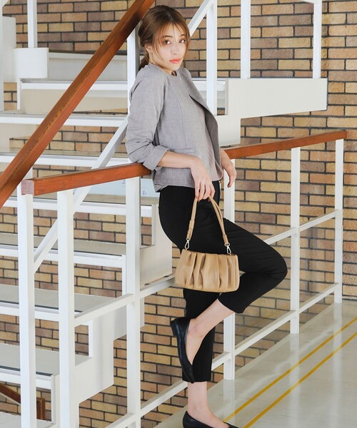 Tiaclasse ジャケット ノーカラージャケット 麻調薄地キーネック