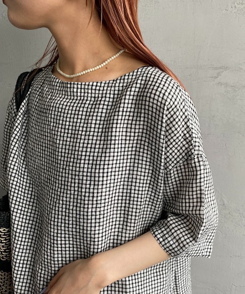 美品　オーシバル　orcival 麻100% チェック　ブラウス 楽天市場】ORCIVAL（柄チェック）（シャツ・ブラウス｜トップス
