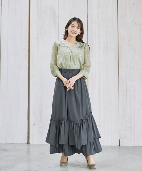 ティアードフリルスカート　グレー　luvワンピ ノエラ NOELA ティアードフリルスカート （グレー） - ファッション