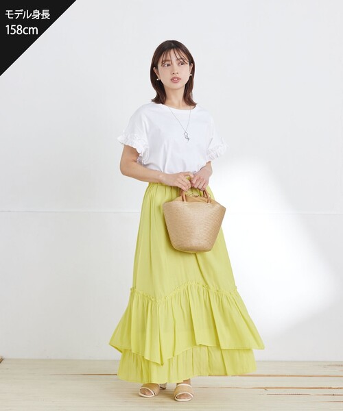 Tiaclasse スカート 「洗える」ギャザーフリルティアードスカート