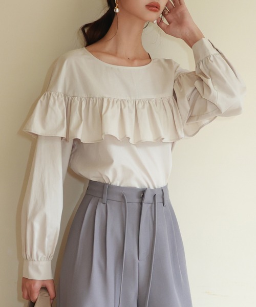 値下げ中☆カネコイサオ ベージュ フリルブラウス パーカー