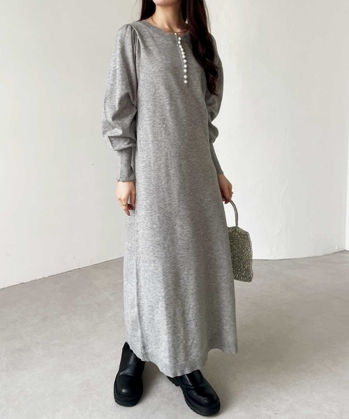 GeeRA（ジーラ） ワンピース 前後2WAYパール使いニットワンピ