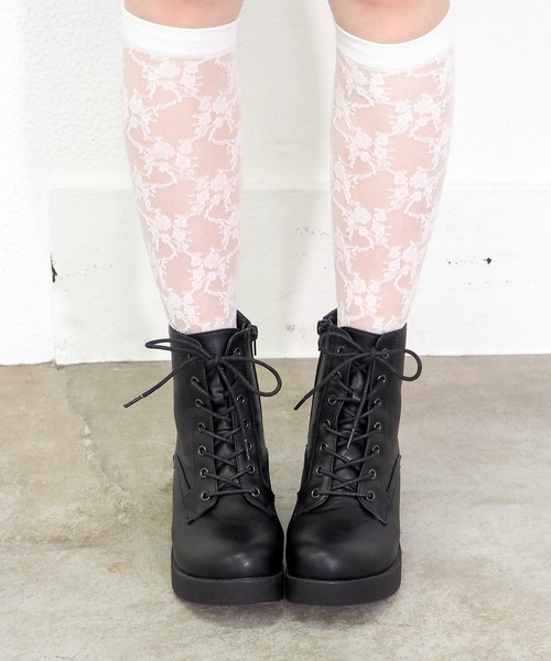 byあしながおじさん ブーツ 厚底レースアップブーツ 8980694