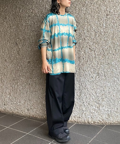 tシャツ heki ヘキ ランダムフラワーチェックTシャツ レディース