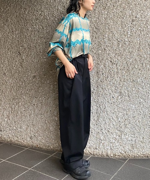 THE MILES tシャツ heki ヘキ ランダムフラワーチェックTシャツ