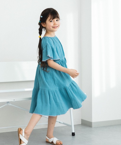 ハンドメイド　ワンピース　110cm mezzo piano ワンピース ネックレス刺しゅう 2wayデニム