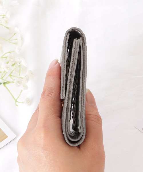 Lace Ladies 財布 クロコ 型押し 三つ折り スリム ウォレット