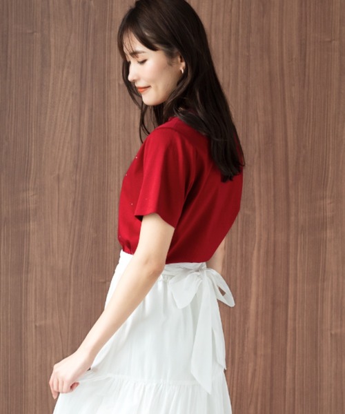 MISCH MASCH tシャツ 2024春夏新作ラインストーンTシャツ