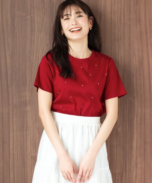 MISCH MASCH tシャツ 2024春夏新作ラインストーンTシャツ