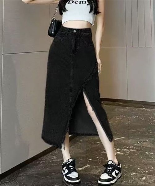 FREE STYLISTS デニムスカート フリンジスリットデニムスカート