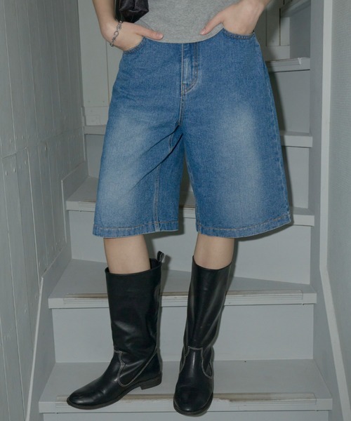 ★新品未使用★GIUNON デニム ハーフパンツ ライトブルー GIUNON ジーンズ デニム デニムパンツ standard half denim
