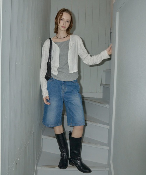 ★新品未使用★GIUNON デニム ハーフパンツ ライトブルー standard half denim pants / スタンダードハーフデニムパンツ