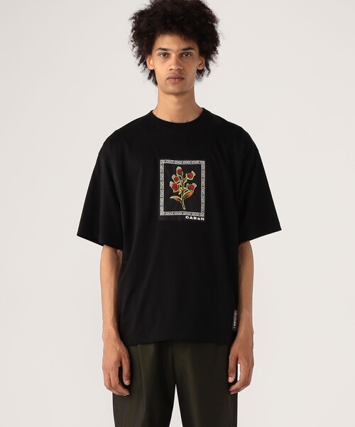 CABaN tシャツ スビンコットン ビンテージフラワーエンブロイ