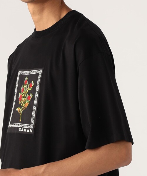 CABaN tシャツ スビンコットン ビンテージフラワーエンブロイ