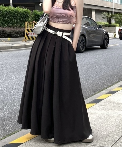 FREE STYLISTS ロング スカート タックプリーツロングスカート