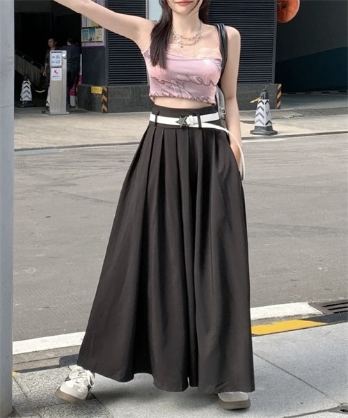 FREE STYLISTS スカート タックプリーツロングスカート